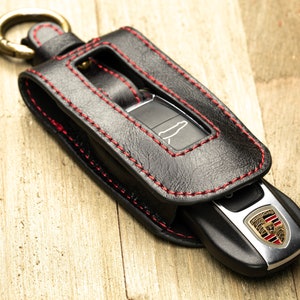 Leather Key Fob Case: Porsche Cayenne Macan Panamera 718 911