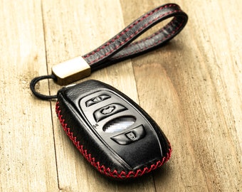 Vitodeco 4-Button Leather Smart Key Fob Case Compatible with Subaru Forester, Impreza, Outback, WRX, BRZ, XV Crosstrek, Ascent, Solterra
