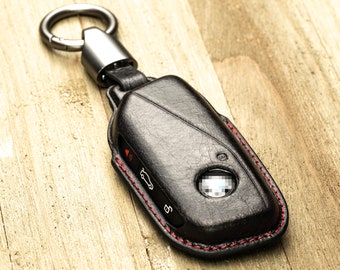 Vitodeco 4-Button 3D Leather Key fob case compatible with 2023-up BMW X7, X1, 3 series, 7 series, iX, i4, i7, 2024-up BMW X5, X6, 5 Series