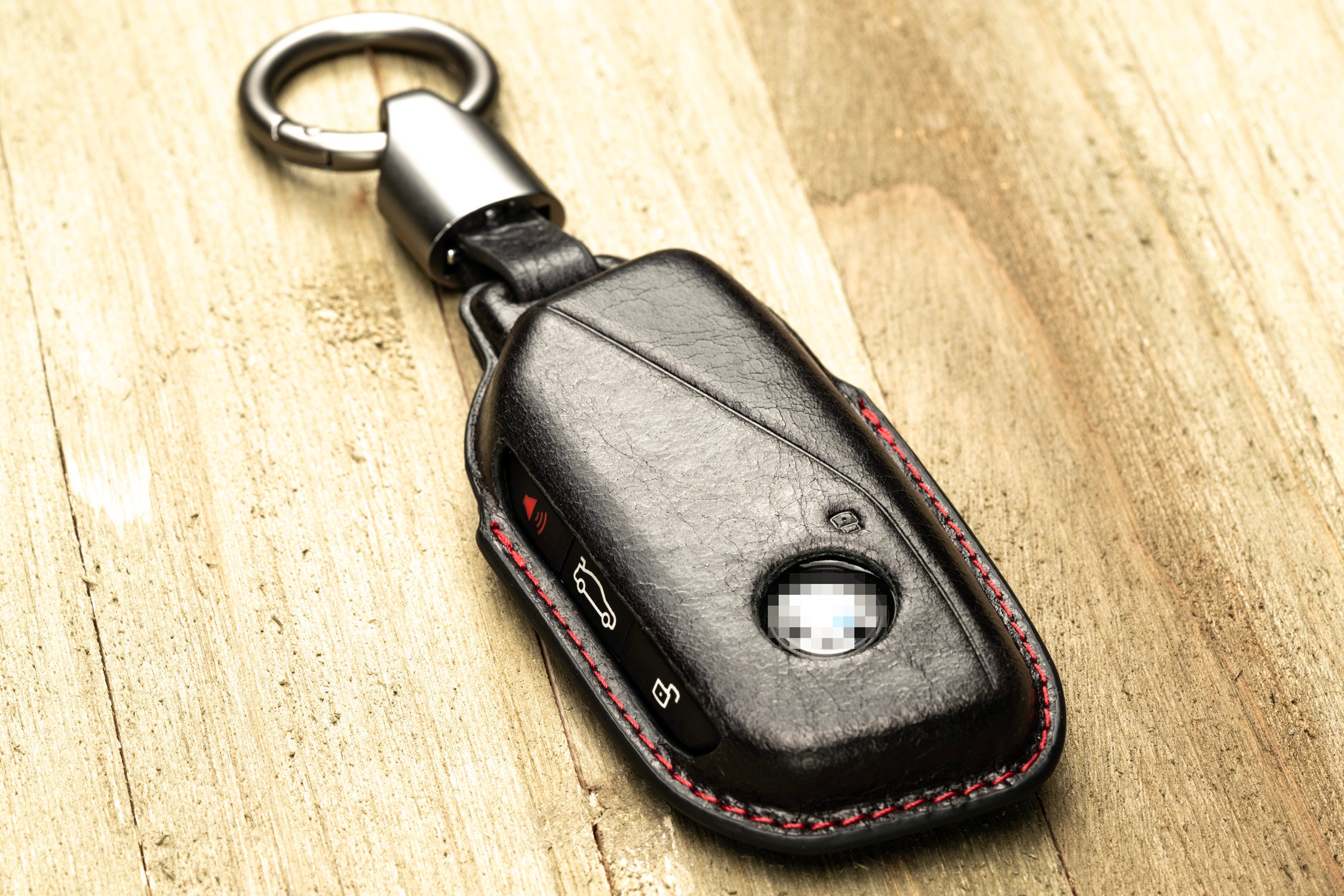 SLAKNOK Compatible with BMW Key Fob Cover with Leather Keychain,Soft TPU  Full Protection Key case Shell for X1 X2 X3 X5 X6 2 5 6 7 Series GT etc.