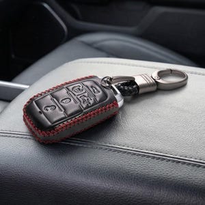 Leather Key Fob Cover for RAM 1500 2500 3500 2019-2026, 5 Button Smart Key Case Protector, Personalized Truck Driver Gift