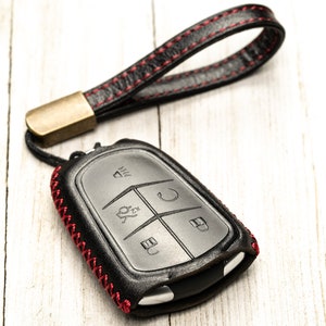 Vitodeco 5-Button Genuine Leather Smart Key Fob Case Compatible for Cadillac XT4, Cadillac XT5, Cadillac XT6 2019 - 2025