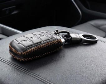 Leather Key Fob Cover for RAM 1500 2500 3500 2019-2026, 4 Button Smart Key Case Protector, Personalized Truck Driver Gift