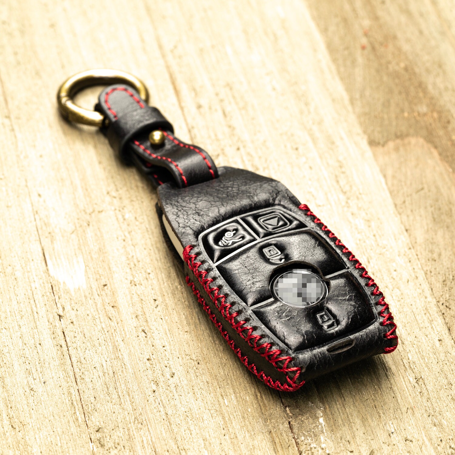 Vitodeco 4-Button Leather Smart Key fob case compatible with Mercedes-Benz A, C, E, S, Cla, Cls, Gla, Glb, Glc, Gle, Gls, G Glass 2017-2024