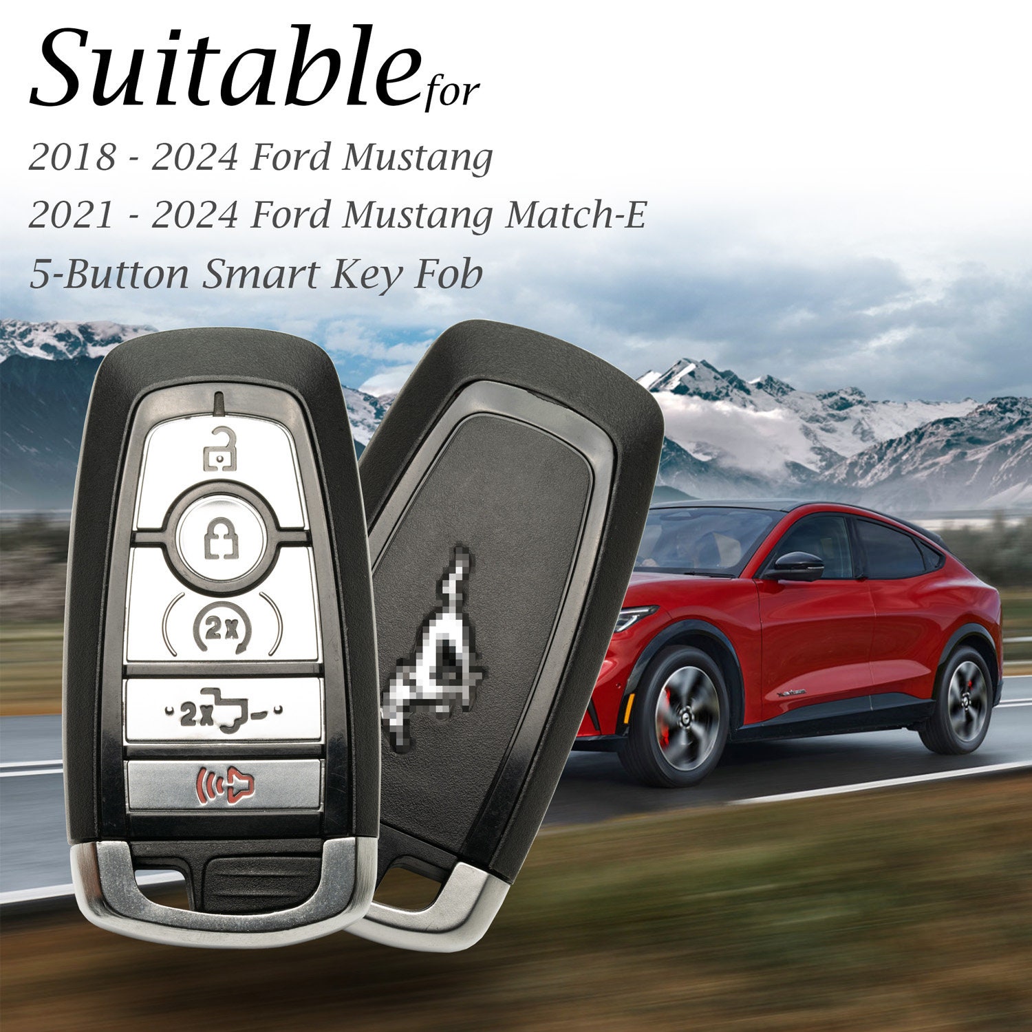 Vitodeco 5button Leather Smart Key Fob Case Compatible With Ford