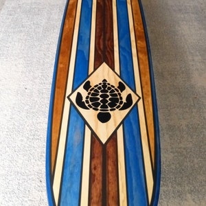 Blue Wood Surfboard Bar Top  Turtle  Shower Honu