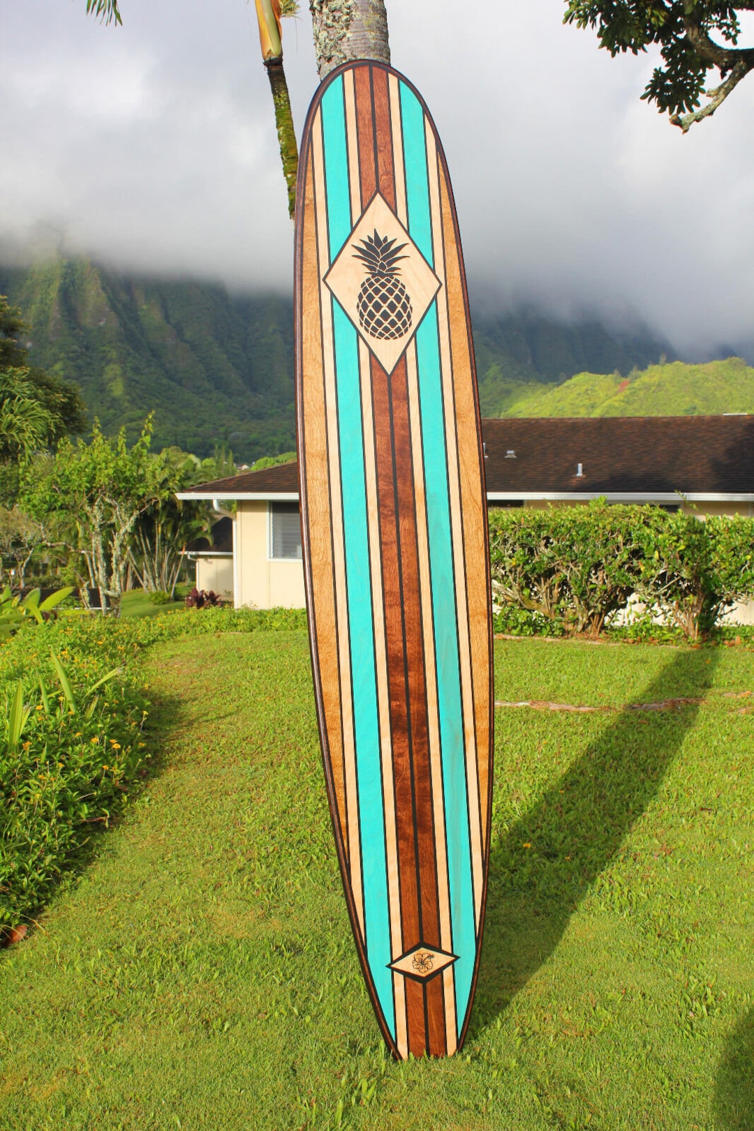Wood Surfboard Art With Pineapple Wall DECOR Table Top Etsy