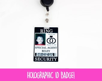 Ring Security ID Badge with Badge Reel - Wedding Ring Bearer Alternative