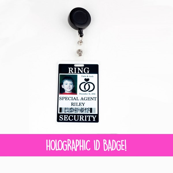 Ring Security ID Badge with Badge Reel - Wedding Ring Bearer Alternative