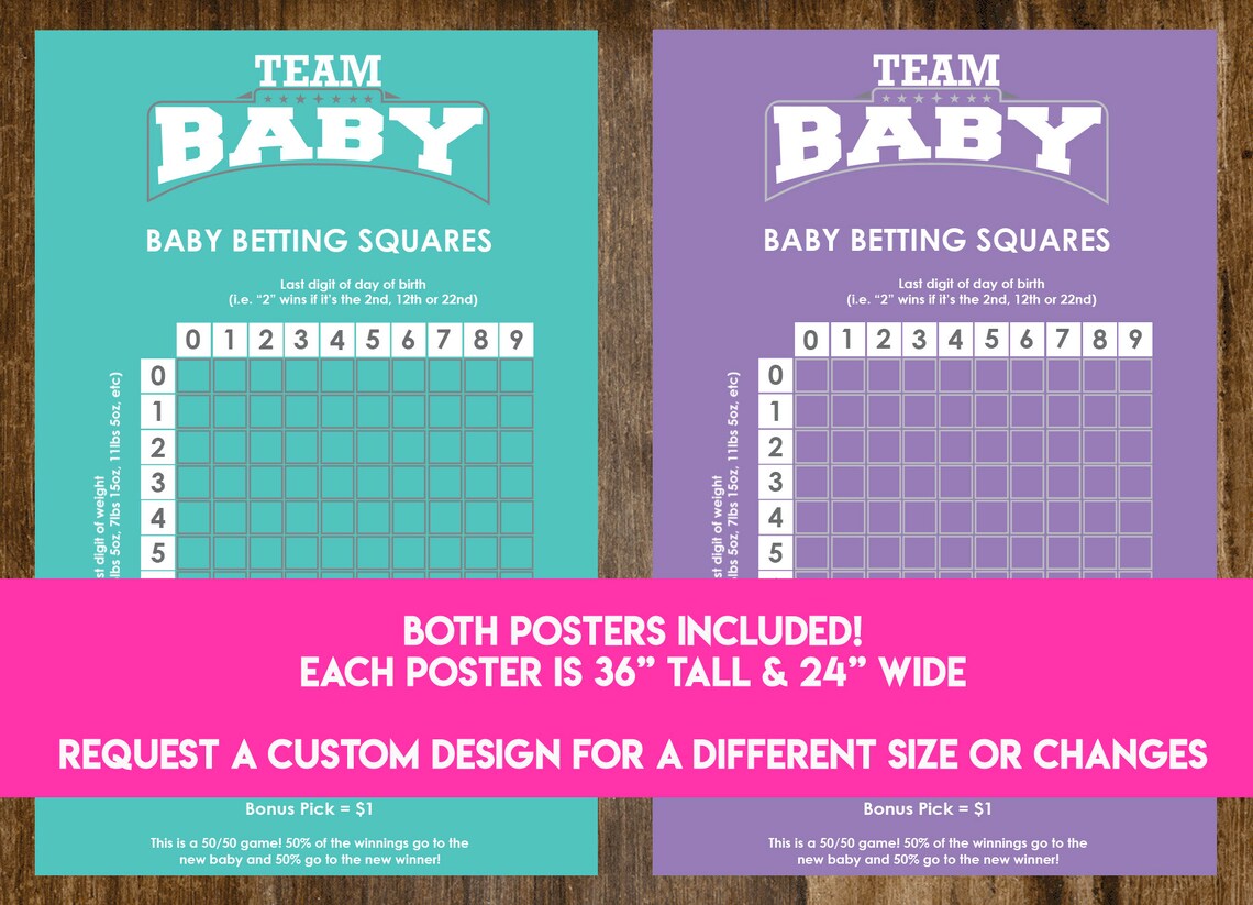 INSTANT DOWNLOAD Baby Betting Squares CoEd Baby Shower Game Etsy