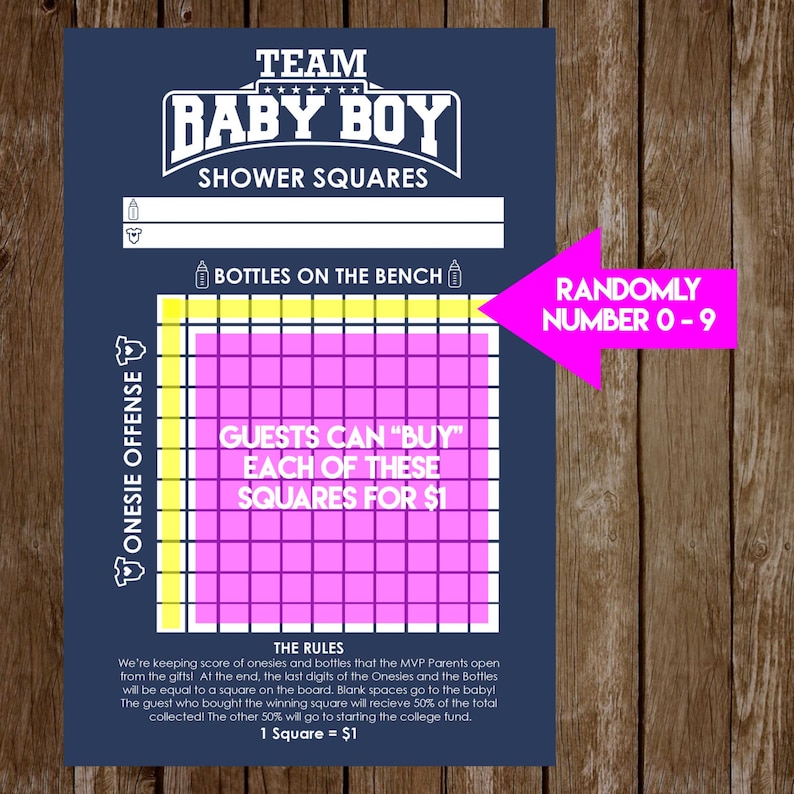 INSTANT DOWNLOAD Shower Squares: Co-Ed Baby Shower Game Printable Print-at-Home PDF Printable image 3