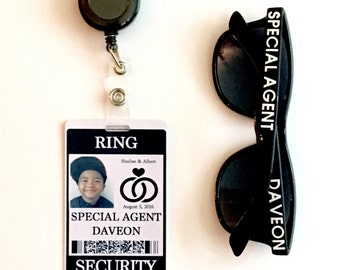 Ring Security ID Badge Set with Sunglasses and Add-on Items - Wedding Ring Bearer Alternative / Gift