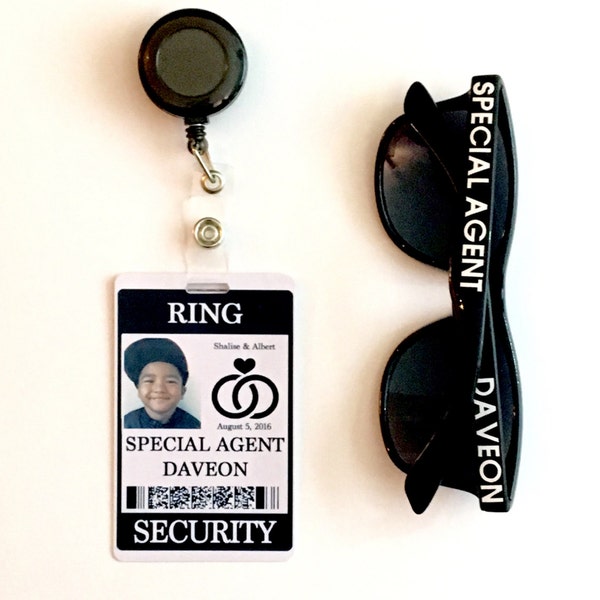 Ring Security ID Badge Set with Sunglasses - Wedding Ring Bearer Alternative / Gift