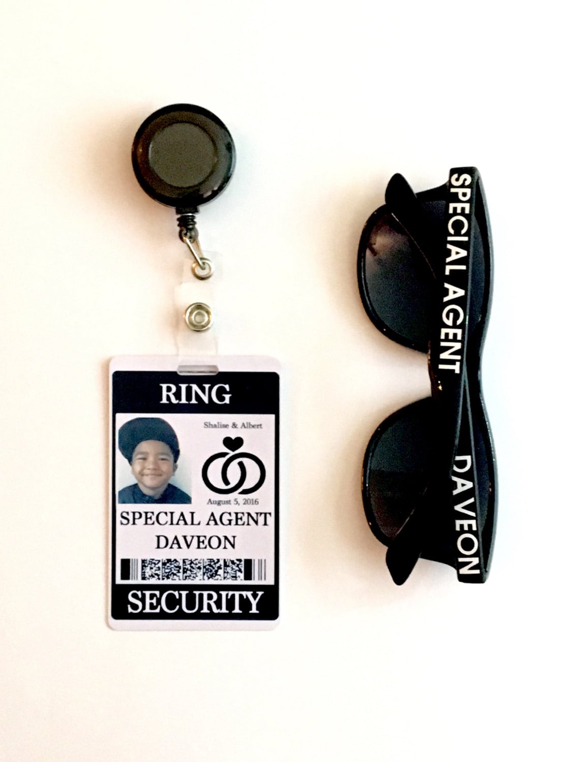 Ring Security ID Badge Set with Sunglasses - Wedding Ring Bearer Alternative / Gift