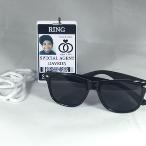 Ring Security ID Badge Set with Sunglasses Wedding Ring Bearer Alternative / Gift image 4