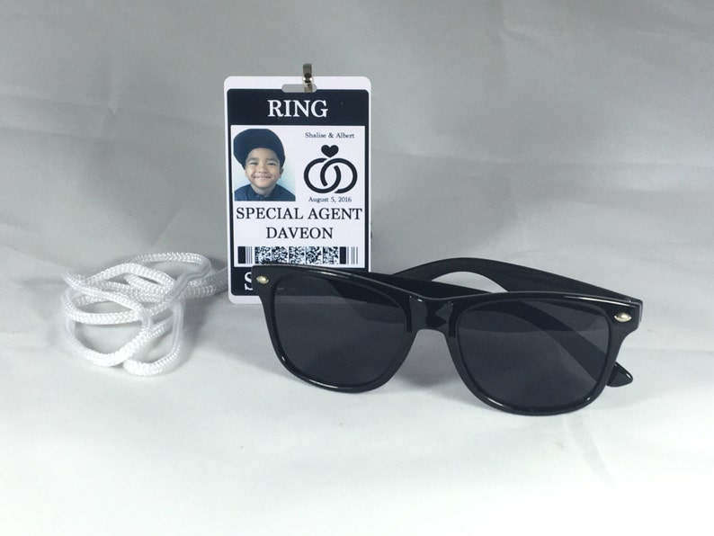 Ring Security ID Badge Set with Sunglasses Wedding Ring Bearer Alternative / Gift image 4