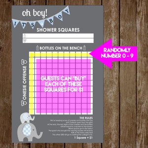 INSTANT DOWNLOAD Team Boy Baseball Shower Squares: Co-Ed Baby Shower Game Printable Print-at-Home PDF Printable image 3