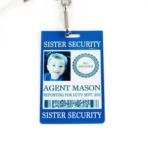 New Baby Sibling Security Badge Pregnancy Announcement & Baby Shower Fun for Big Brother or Big Sister Sister Security Brother Security image 3