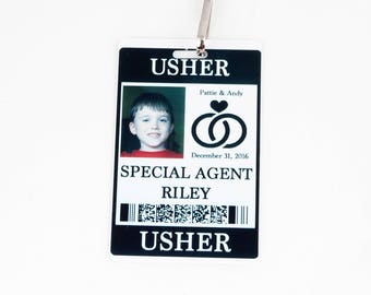 Usher Gift Security ID Badge with Badge Reel - Wedding Party Alternative