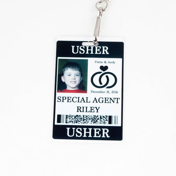 Usher Gift Security ID Badge with Badge Reel - Wedding Party Alternative