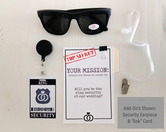 Ring Security ID Badge Set with Sunglasses - Wedding Ring Bearer Alternative / Ring Bearer Gift