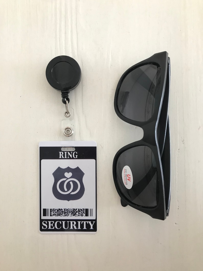 Ring Security ID Badge Set with Sunglasses Wedding Ring Bearer Alternative / Ring Bearer Gift image 4