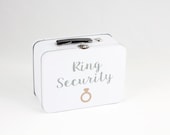 White Ring Security Box - Gray Script Lettering - Includes Coloring Book with Crayons - Ring Bearer Gift