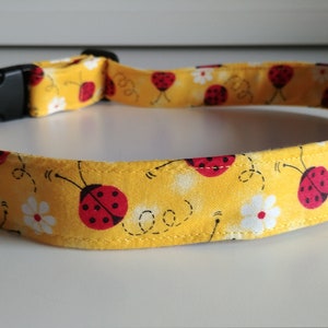 Dog Collar ~ Ladybug Dog Collar ~Fabric Dog Collar ~ Ladybugs and Flowers Dog Collar