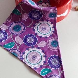 Dog Bandana~ Purple Dog Bandana~ Flowered Dog Bandana~ Triangular Fabric Dog Bandana