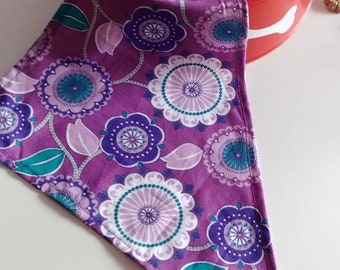 Dog Bandana~ Purple Dog Bandana~ Flowered Dog Bandana~ Triangular Fabric Dog Bandana