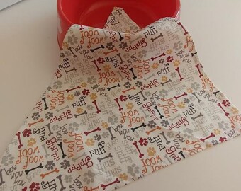 Dog Bandana~Dog Bones and Dog Themed Bandana~Triangular Bandana~ Fabric Bandana
