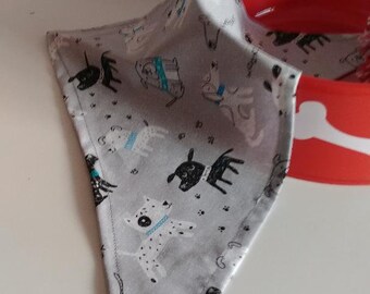 Dog Bandana~ Gray Dog Bandana~ Dog Print Bandana~Triangular Bandana~ Fabric Bandana