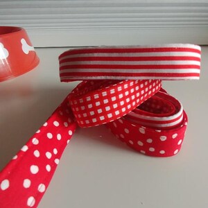 Hundeleine~ Rote Hundeleine~ Rote Streifen-, Karo- und Polka Dot-Hundeleine~Stoff-Hundeleine