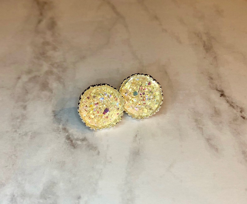 Silver XL Crystal Druzy Princess Studs
