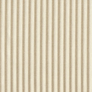 May include: Close-up of a fabric with a cream-colored background and vertical stripes in a light brown hue. The stripes are evenly spaced, creating a classic, textured pattern. This fabric is suitable for various home decor and crafting projects.