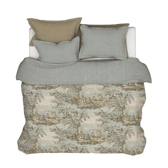 Gathered Bedskirt in Bosporus Antique Red Renaissance Toile