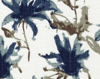 Tailored Valance Kendal Regal Blue Watercolor Floral