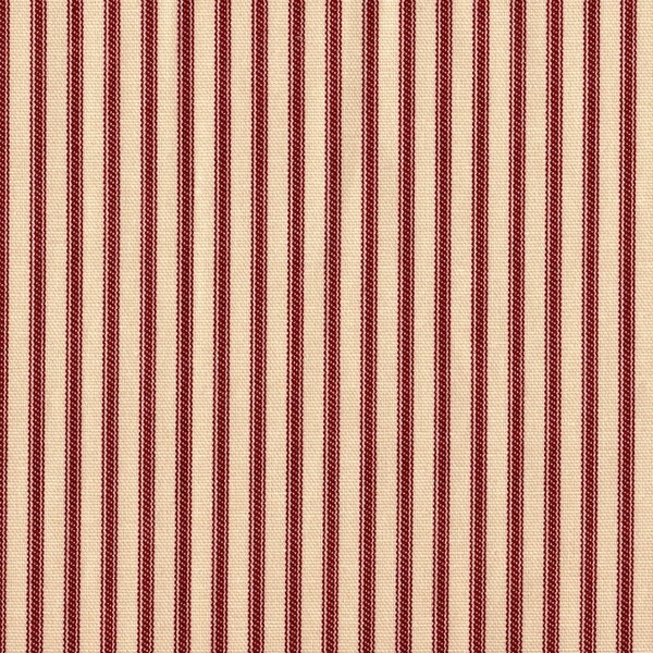 Gathered Bedskirt in French Country Crimson Red Ticking Stripe | French Country | Ticking | Ticking Stripe | Bed Skirt | Dust Ruffle