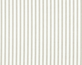 Shower Curtain in French Country Pebble Taupe Ticking Stripe | French Country | Fabric Shower Curtain | Ticking | Ticking Stripe