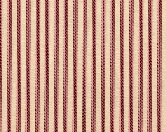 Shower Curtain in French Country Crimson Red Ticking Stripe | French Country | Fabric Shower Curtain | Ticking | Ticking Stripe