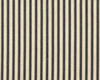 Crib Skirt French Country Black Ticking Stripe, Gathered or Tailored Baby Crib Skirt