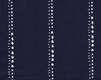 Pinch Pleated Curtain Panels in Carlo Vintage Indigo Stripe