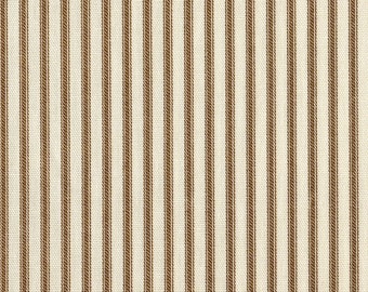 Shower Curtain in French Country Suede Brown Ticking Stripe | French Country | Fabric Shower Curtain | Ticking | Ticking Stripe