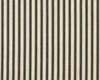 Shower Curtain in French Country Black Ticking Stripe | French Country | Fabric Shower Curtain | Ticking | Ticking Stripe