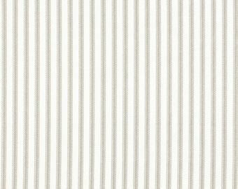 Scallop Valance Pebble Taupe Ticking Stripe