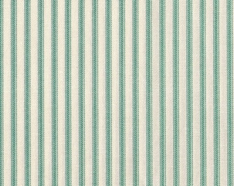 Shower Curtain in French Country Pool Green Ticking Stripe | French Country | Fabric Shower Curtain | Ticking | Ticking Stripe