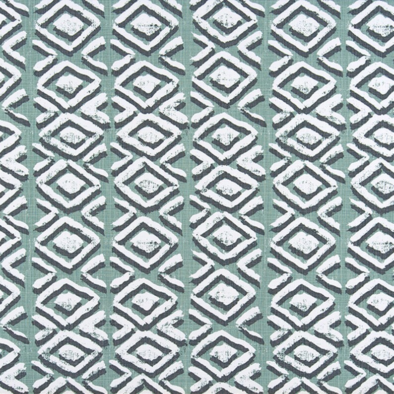 Rod-Pocket Curtain Panels Sapo Waterbury Geometric Spa Green Slub Cotton