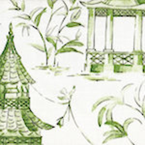 Tailored Tier Curtain Panels Pagodas Jade Green and Gray Oriental Toile