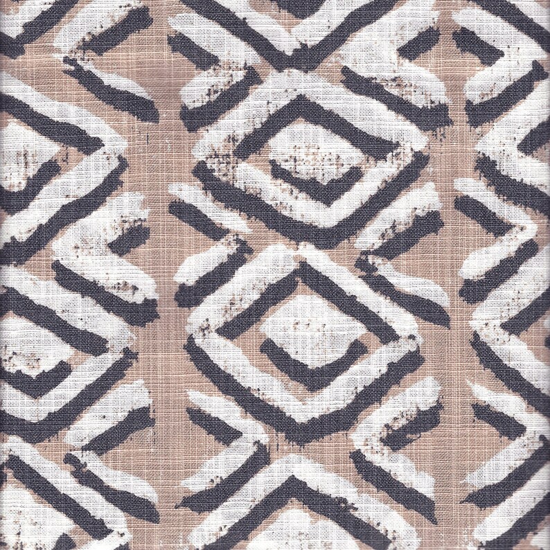 Tie-Up Valance Sapo Spice Geometric Rosy Tan Slub Cotton