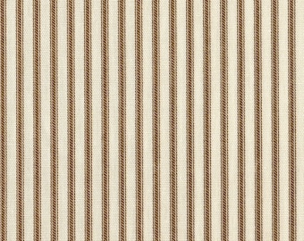 Custom 12" Tailored Queen Bedskirt in French Country Suede Brown Ticking Stripe